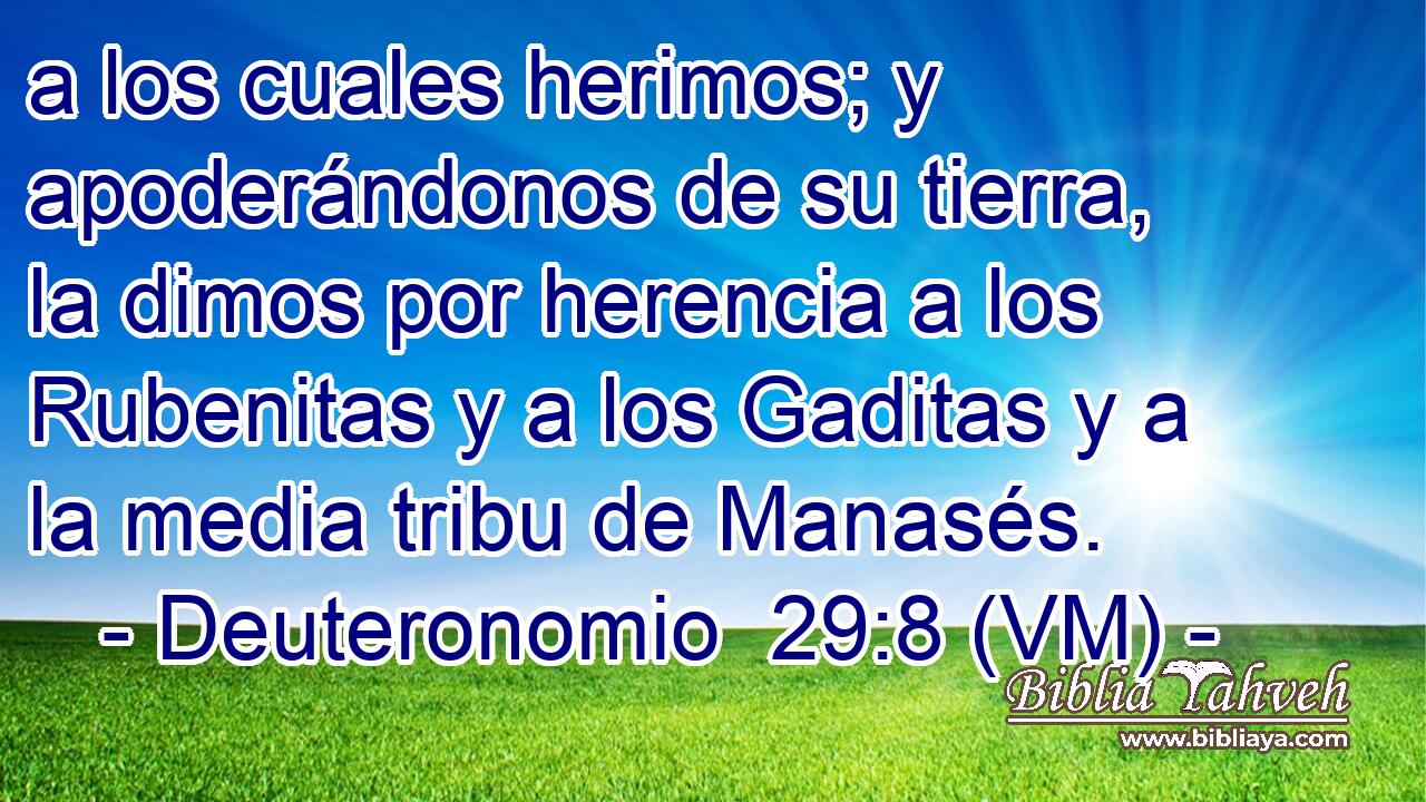  a los cuales herimos; y apoderándonos de su tierra, la dimos por herencia a los Rubenitas y a los Gaditas y a la media tribu de Manasés. 