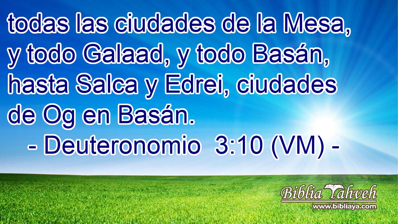  todas las ciudades de la Mesa, y todo Galaad, y todo Basán, hasta Salca y Edrei, ciudades de Og en Basán. 
