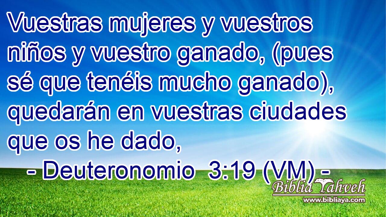 Vuestras mujeres y vuestros niños y vuestro ganado, (pues sé que tenéis mucho ganado), quedarán en vuestras ciudades que os he dado, 