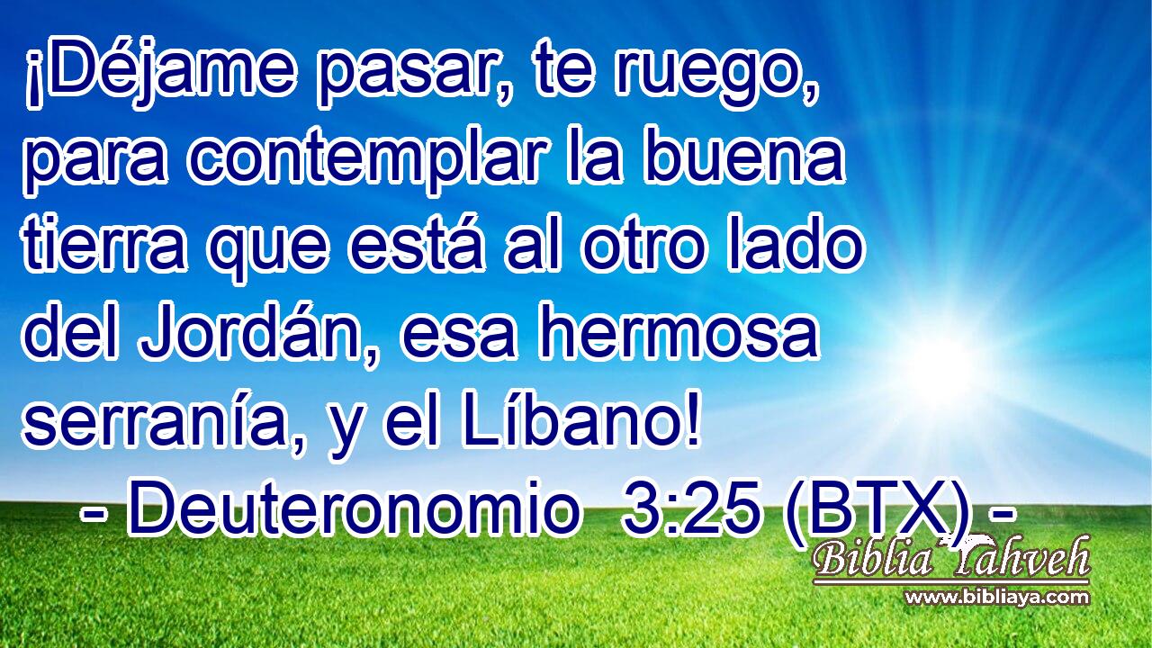 ¡Déjame pasar, te ruego, para contemplar la buena tierra que está al otro lado del Jordán, esa hermosa serranía, y el Líbano!