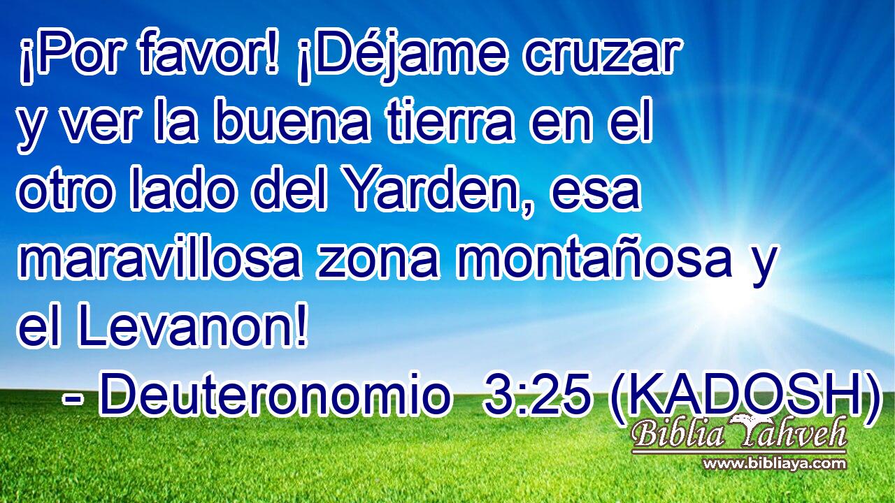  ¡Por favor! ¡Déjame cruzar y ver la buena tierra en el otro lado del Yarden, esa maravillosa zona montañosa y el Levanon! 