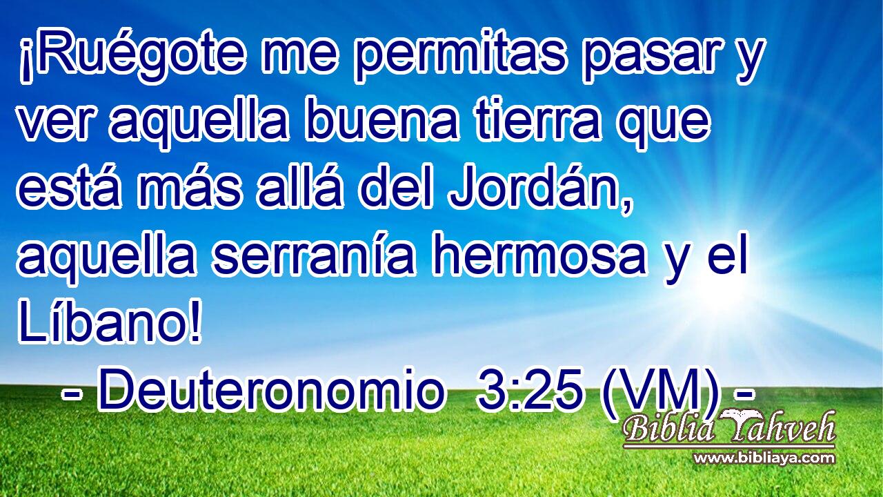  ¡Ruégote me permitas pasar y ver aquella buena tierra que está más allá del Jordán, aquella serranía hermosa y el Líbano! 