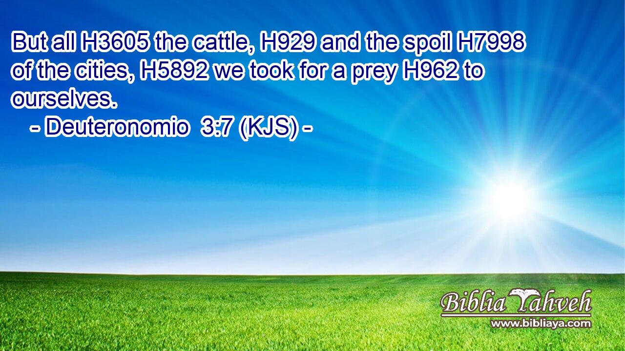 But all H3605 the cattle, H929 and the spoil H7998 of the cities, H5892 we took for a prey H962 to ourselves.