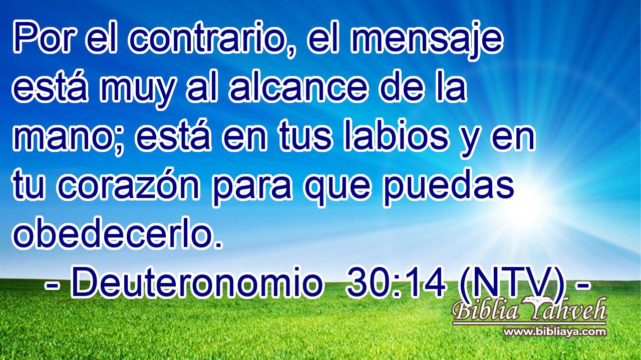 Por el contrario, el mensaje está muy al alcance de la mano; está en tus labios y en tu corazón para que puedas obedecerlo.