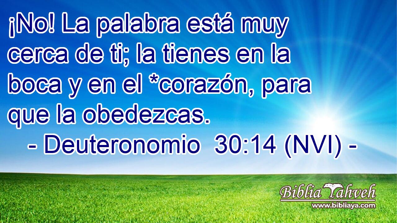  ¡No! La palabra está muy cerca de ti; la tienes en la boca y en el *corazón, para que la obedezcas. 