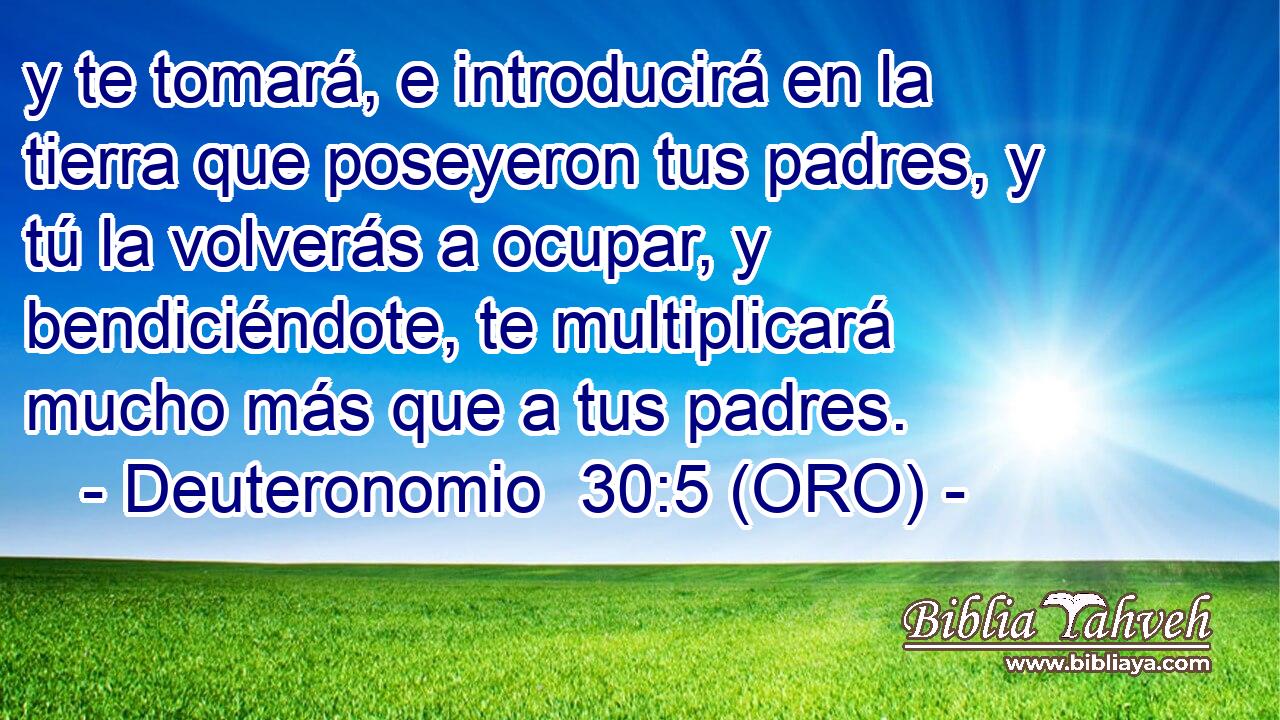  y te tomará, e introducirá en la tierra que poseyeron tus padres, y tú la volverás a ocupar, y bendiciéndote, te multiplicará mucho más que a tus padres. 