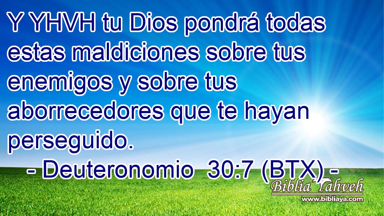 Y YHVH tu Dios pondrá todas estas maldiciones sobre tus enemigos y sobre tus aborrecedores que te hayan perseguido.