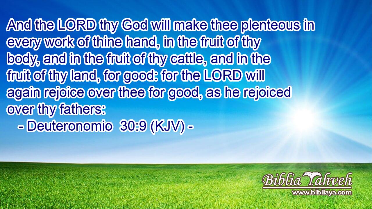 And the LORD thy God will make thee plenteous in every work of thine hand, in the fruit of thy body, and in the fruit of thy cattle, and in the fruit of thy land, for good: for the LORD will again rejoice over thee for good, as he rejoiced over thy fathers:
