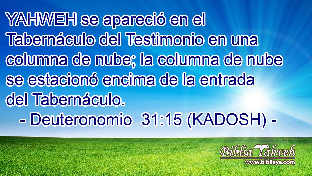  YAHWEH se apareció en el Tabernáculo del Testimonio en una columna de nube; la columna de nube se estacionó encima de la entrada del Tabernáculo. 