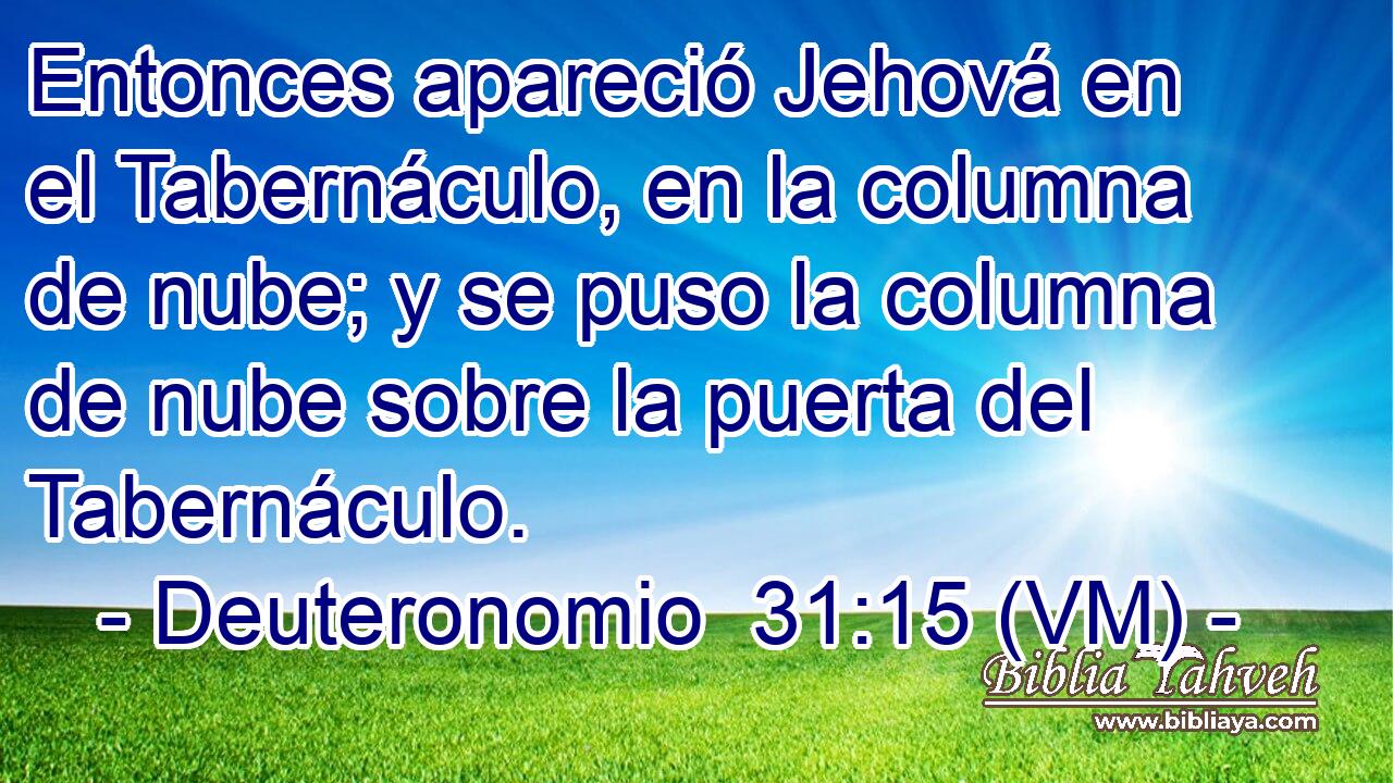  Entonces apareció Jehová en el Tabernáculo, en la columna de nube; y se puso la columna de nube sobre la puerta del Tabernáculo. 