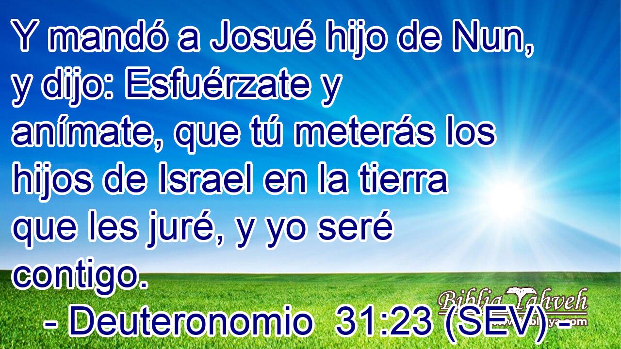 Y mandó a Josué hijo de Nun, y dijo: Esfuérzate y anímate, que tú meterás los hijos de Israel en la tierra que les juré, y yo seré contigo.