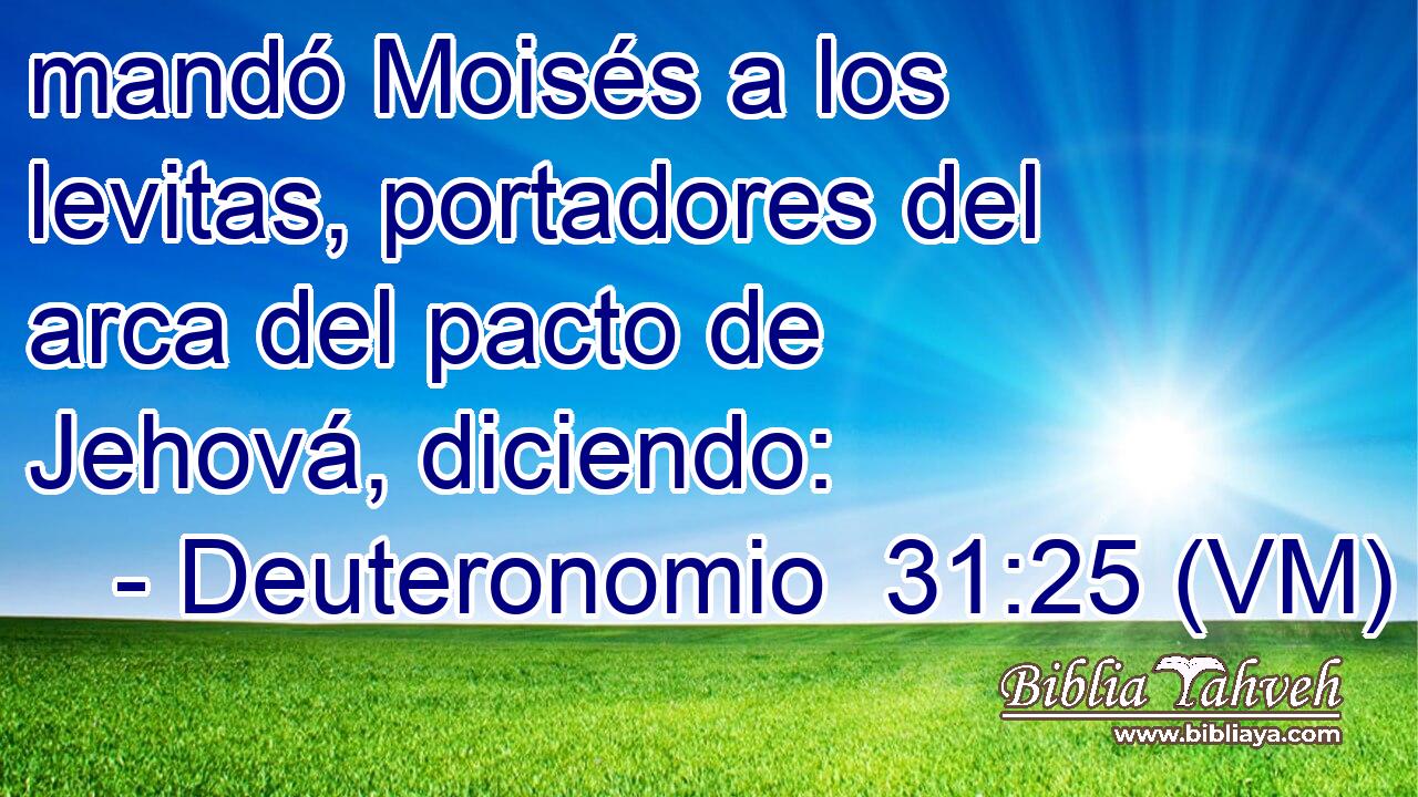  mandó Moisés a los levitas, portadores del arca del pacto de Jehová, diciendo: 