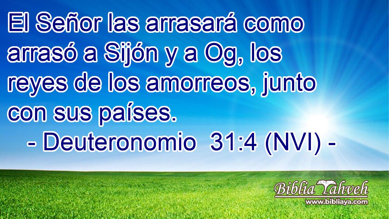 El Señor las arrasará como arrasó a Sijón y a Og, los reyes de los amorreos, junto con sus países. 