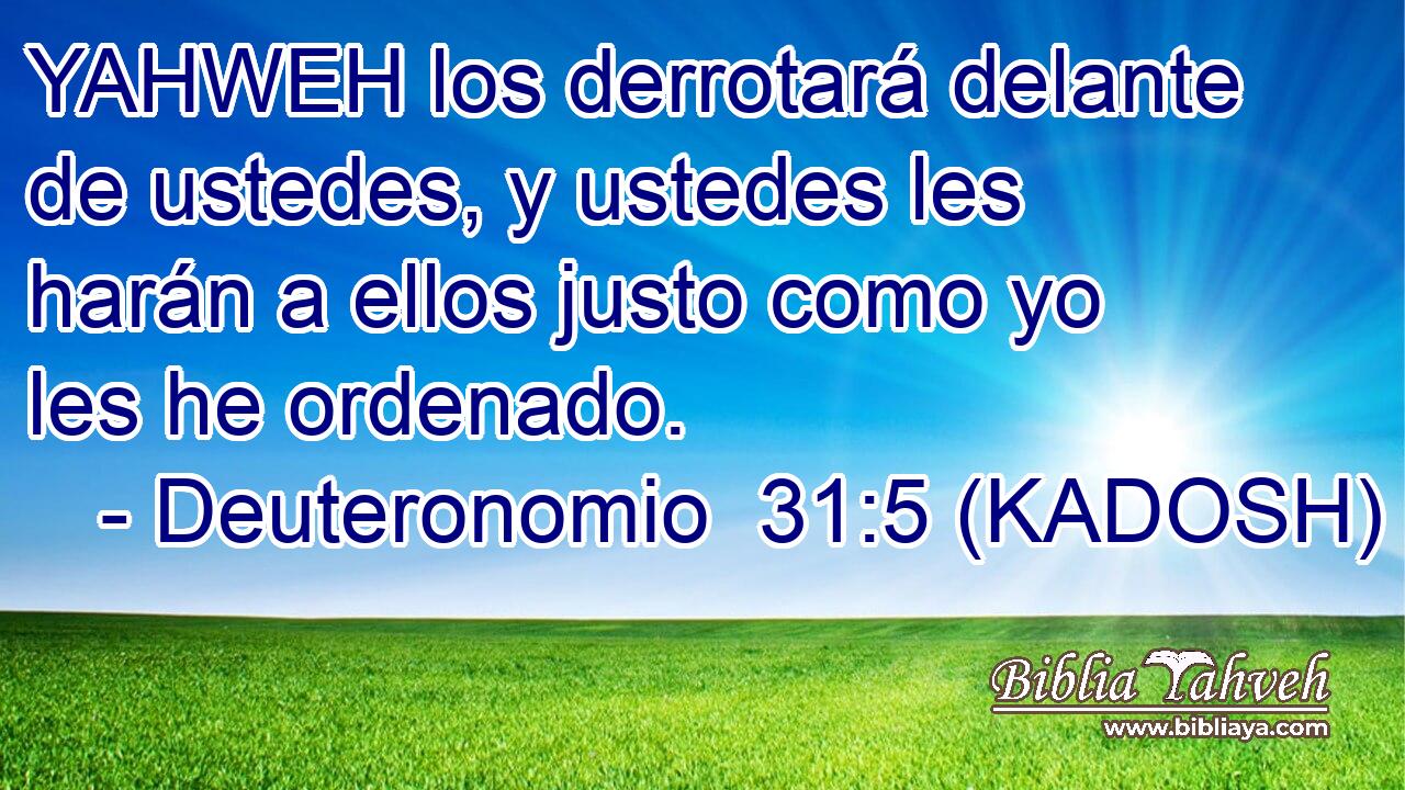  YAHWEH los derrotará delante de ustedes, y ustedes les harán a ellos justo como yo les he ordenado. 