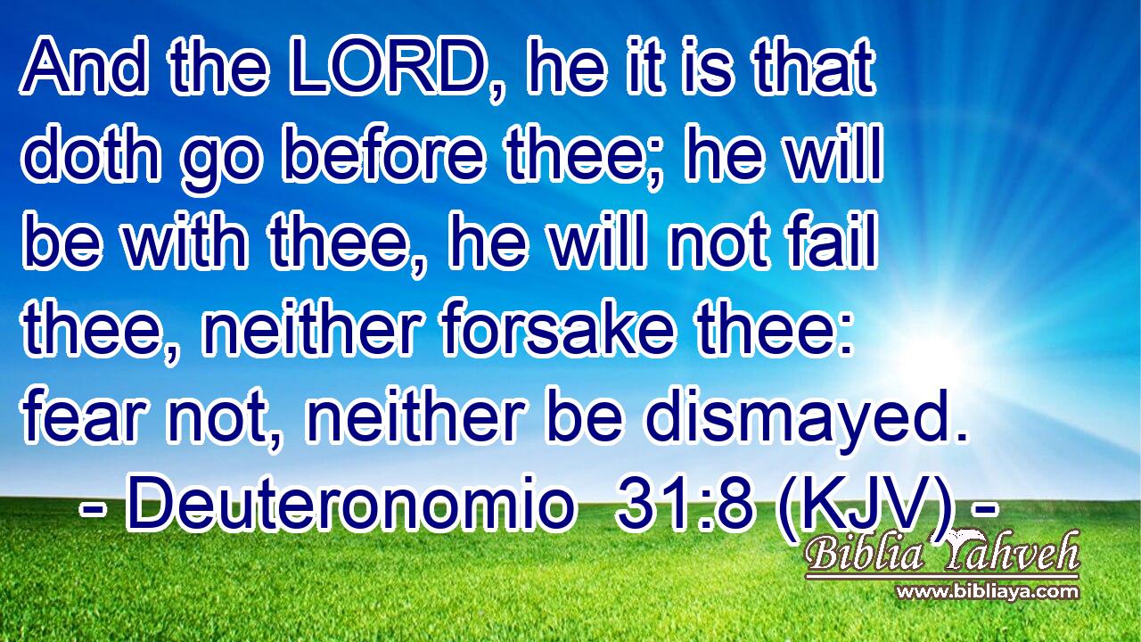 And the LORD, he it is that doth go before thee; he will be with thee, he will not fail thee, neither forsake thee: fear not, neither be dismayed.