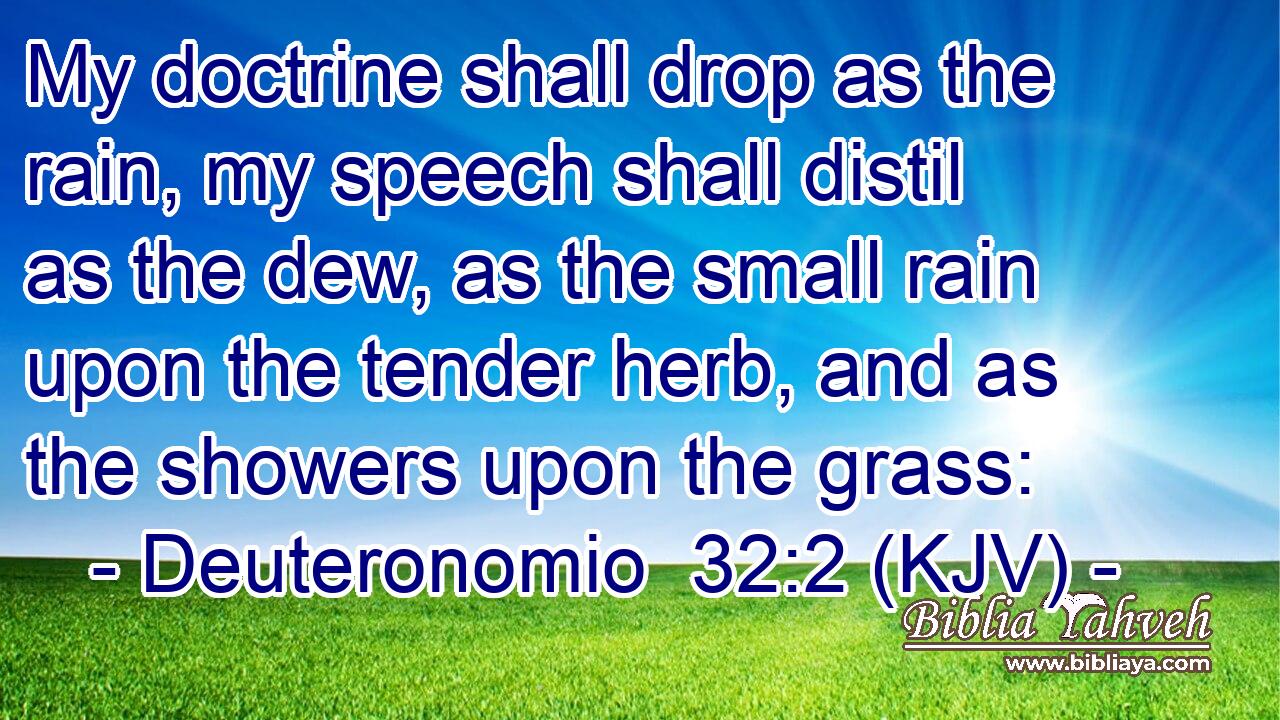 My doctrine shall drop as the rain, my speech shall distil as the dew, as the small rain upon the tender herb, and as the showers upon the grass: