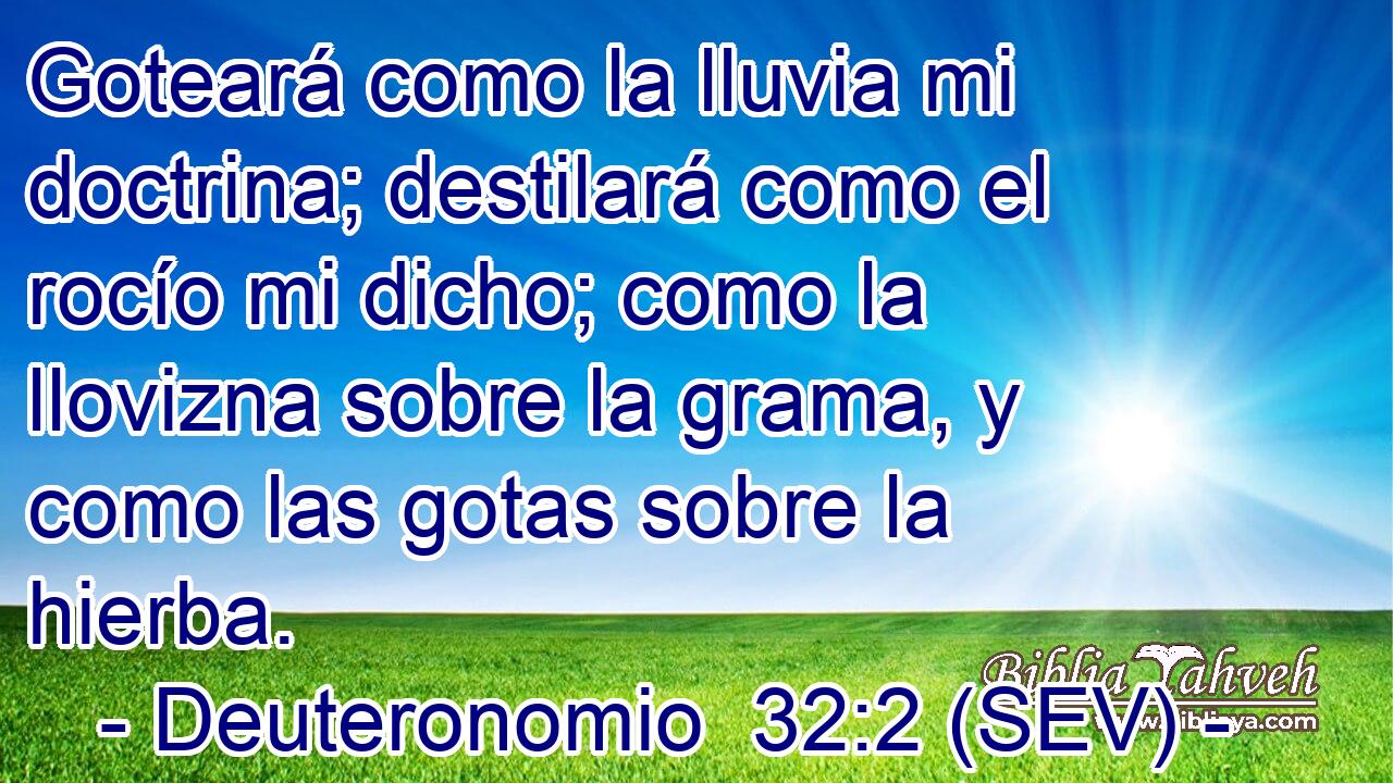 Goteará como la lluvia mi doctrina; destilará como el rocío mi dicho; como la llovizna sobre la grama, y como las gotas sobre la hierba.