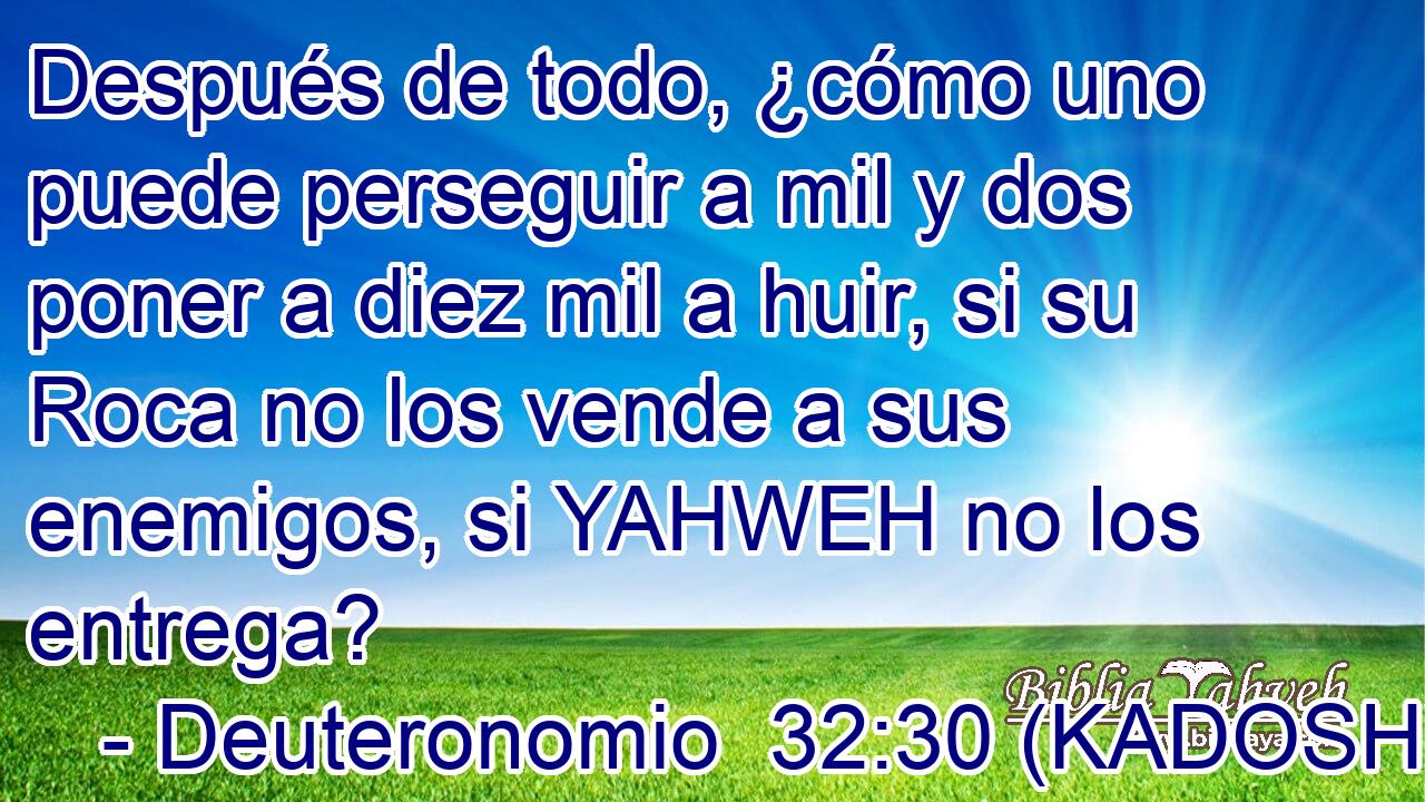  Después de todo, ¿cómo uno puede perseguir a mil y dos poner a diez mil a huir, si su Roca no los vende a sus enemigos, si YAHWEH no los entrega? 