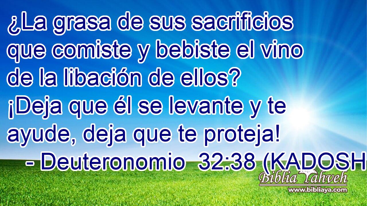  ¿La grasa de sus sacrificios que comiste y bebiste el vino de la libación de ellos? ¡Deja que él se levante y te ayude, deja que te proteja! 