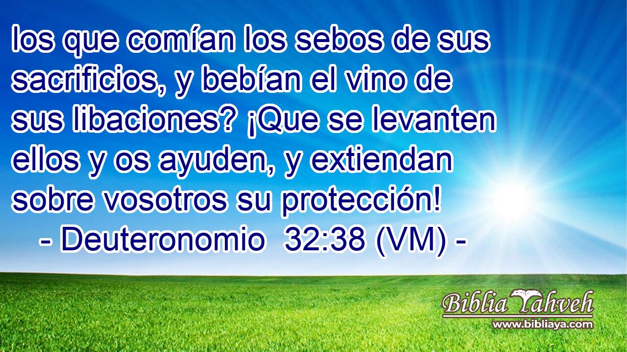  los que comían los sebos de sus sacrificios, y bebían el vino de sus libaciones? ¡Que se levanten ellos y os ayuden, y extiendan sobre vosotros su protección! 