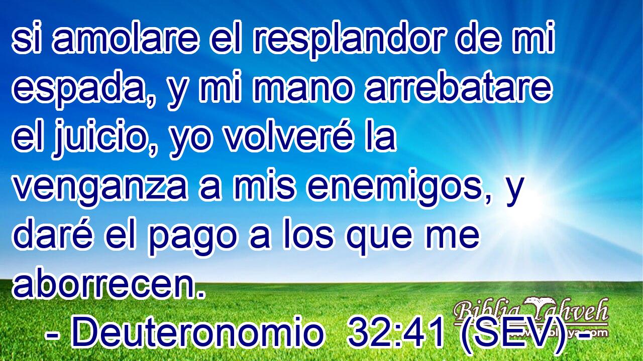 si amolare el resplandor de mi espada, y mi mano arrebatare el juicio, yo volveré la venganza a mis enemigos, y daré el pago a los que me aborrecen.