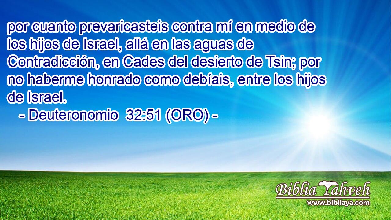  por cuanto prevaricasteis contra mí en medio de los hijos de Israel, allá en las aguas de Contradicción, en Cades del desierto de Tsin; por no haberme honrado como debíais, entre los hijos de Israel. 