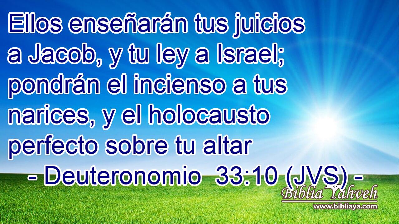 Ellos enseñarán tus juicios a Jacob, y tu ley a Israel; pondrán el incienso a tus narices, y el holocausto perfecto sobre tu altar
