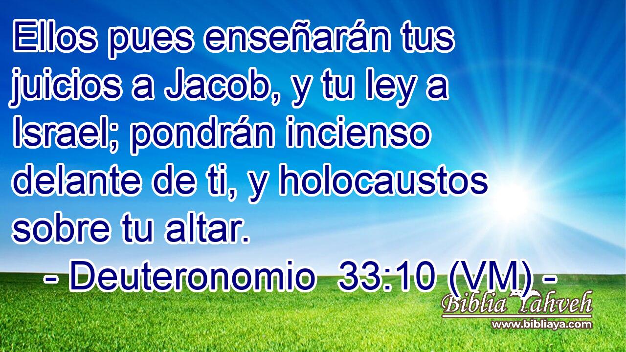  Ellos pues enseñarán tus juicios a Jacob, y tu ley a Israel; pondrán incienso delante de ti, y holocaustos sobre tu altar. 