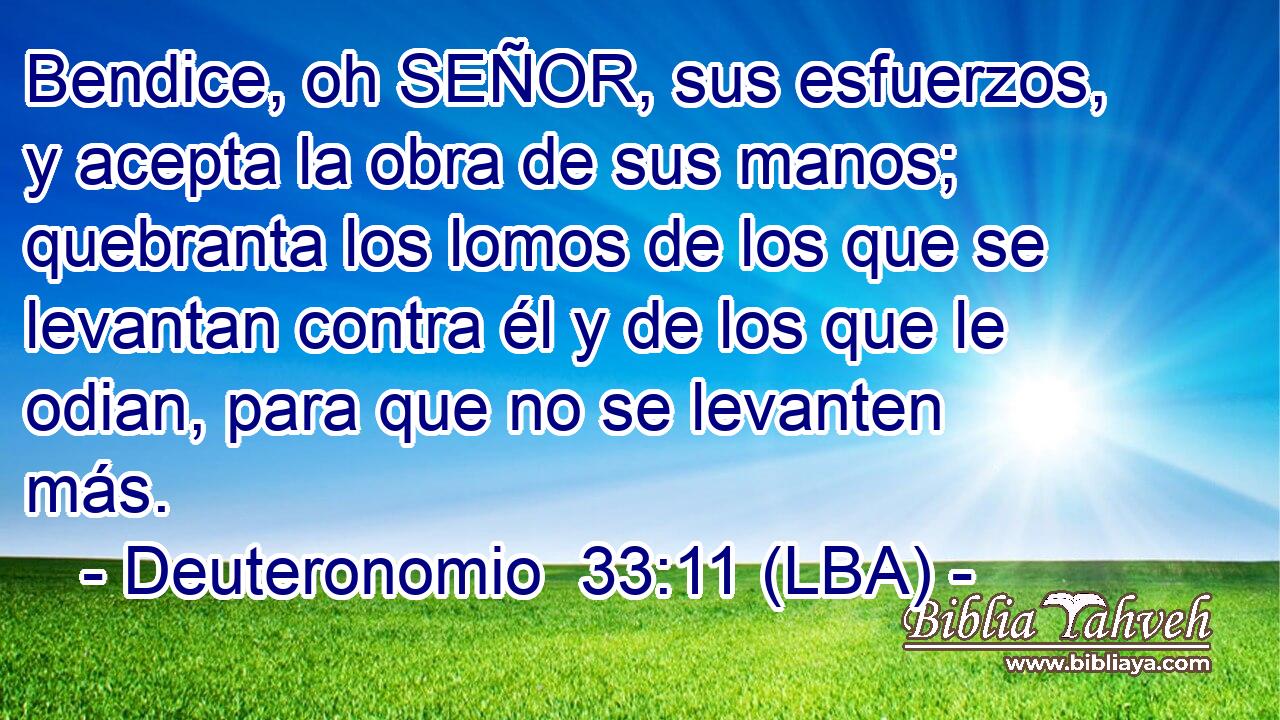 Bendice, oh SEÑOR, sus esfuerzos, y acepta la obra de sus manos; quebranta los lomos de los que se levantan contra él y de los que le odian, para que no se levanten más.