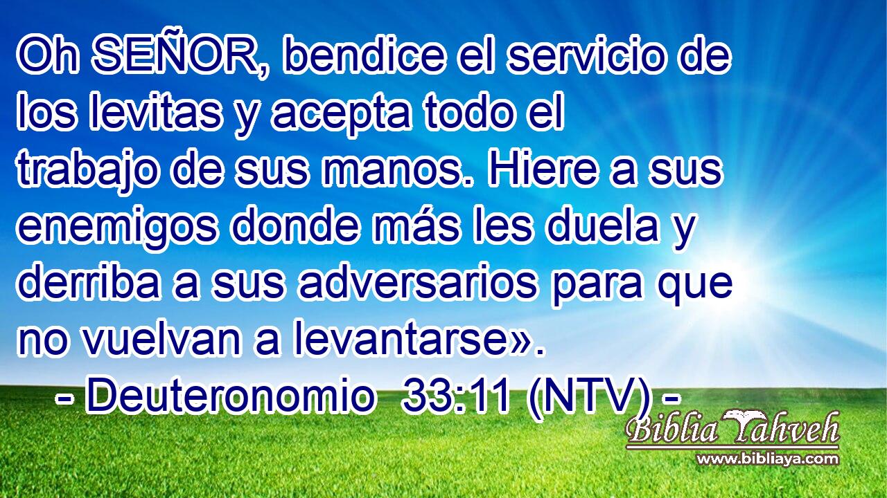 Oh SEÑOR, bendice el servicio de los levitas y acepta todo el trabajo de sus manos. Hiere a sus enemigos donde más les duela y derriba a sus adversarios para que no vuelvan a levantarse».