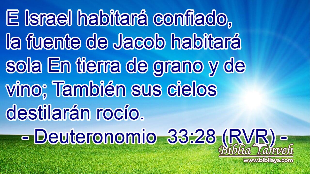 E Israel habitará confiado, la fuente de Jacob habitará sola En tierra de grano y de vino; También sus cielos destilarán rocío.