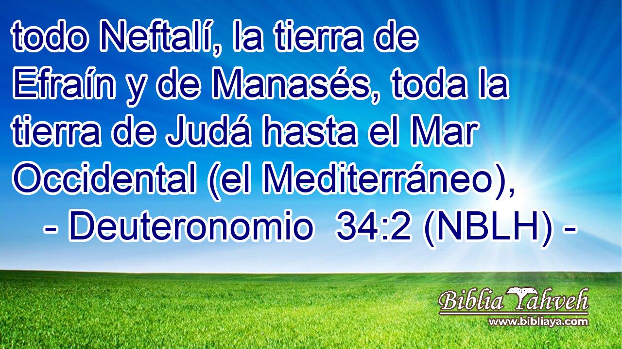  todo Neftalí, la tierra de Efraín y de Manasés, toda la tierra de Judá hasta el Mar Occidental (el Mediterráneo), 