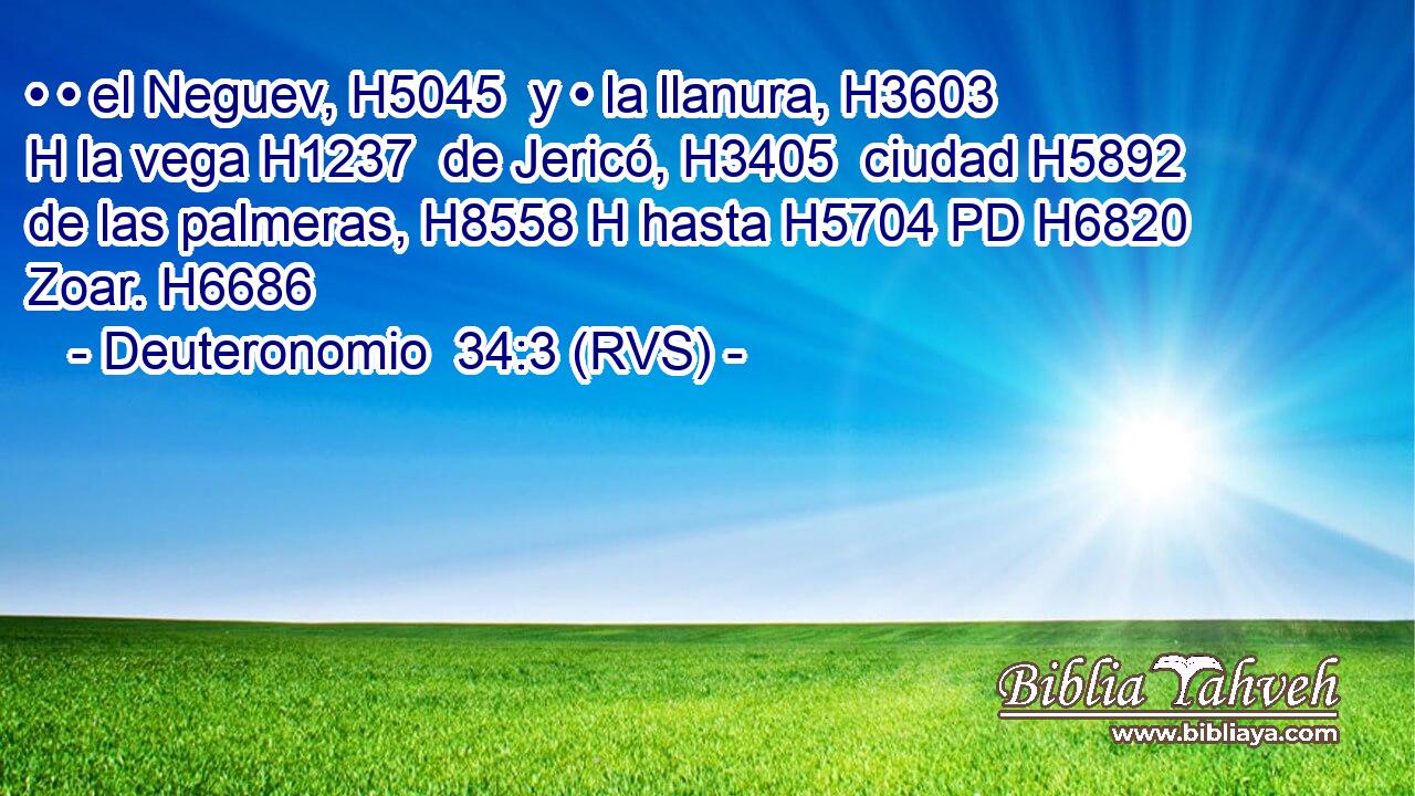 • • el Neguev, H5045  y • la llanura, H3603 H la vega H1237  de Jericó, H3405  ciudad H5892  de las palmeras, H8558 H hasta H5704 PD H6820 Zoar. H6686  