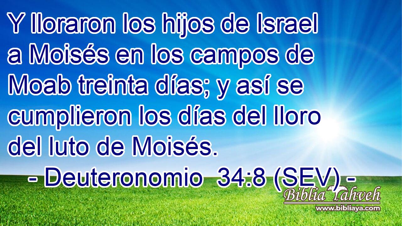 Y lloraron los hijos de Israel a Moisés en los campos de Moab treinta días; y así se cumplieron los días del lloro del luto de Moisés.