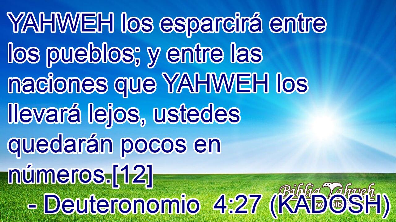  YAHWEH los esparcirá entre los pueblos; y entre las naciones que YAHWEH los llevará lejos, ustedes quedarán pocos en números.[12] 