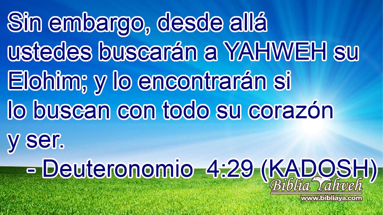  Sin embargo, desde allá ustedes buscarán a YAHWEH su Elohim; y lo encontrarán si lo buscan con todo su corazón y ser. 
