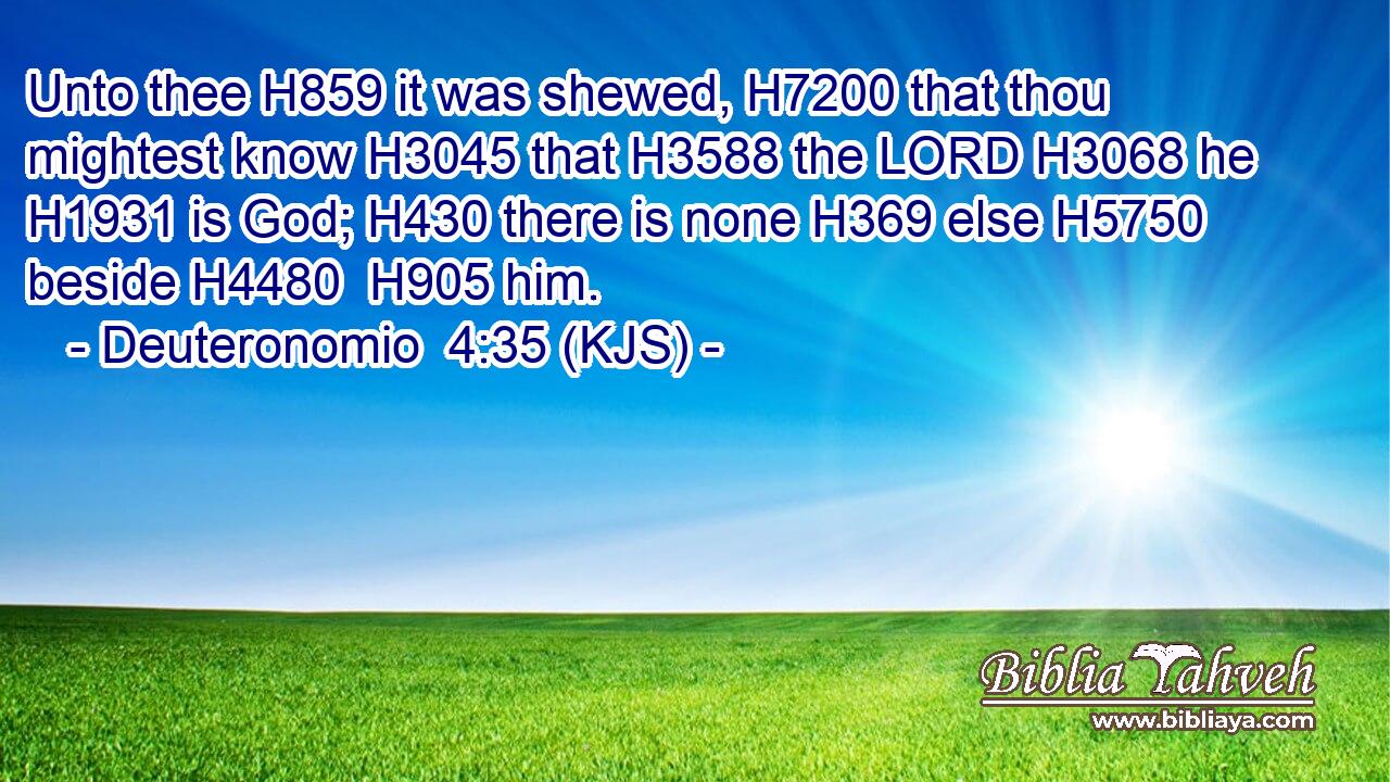 Unto thee H859 it was shewed, H7200 that thou mightest know H3045 that H3588 the LORD H3068 he H1931 is God; H430 there is none H369 else H5750 beside H4480  H905 him.