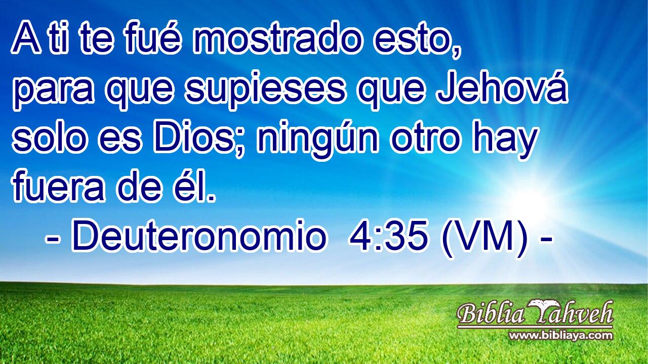  A ti te fué mostrado esto, para que supieses que Jehová solo es Dios; ningún otro hay fuera de él. 