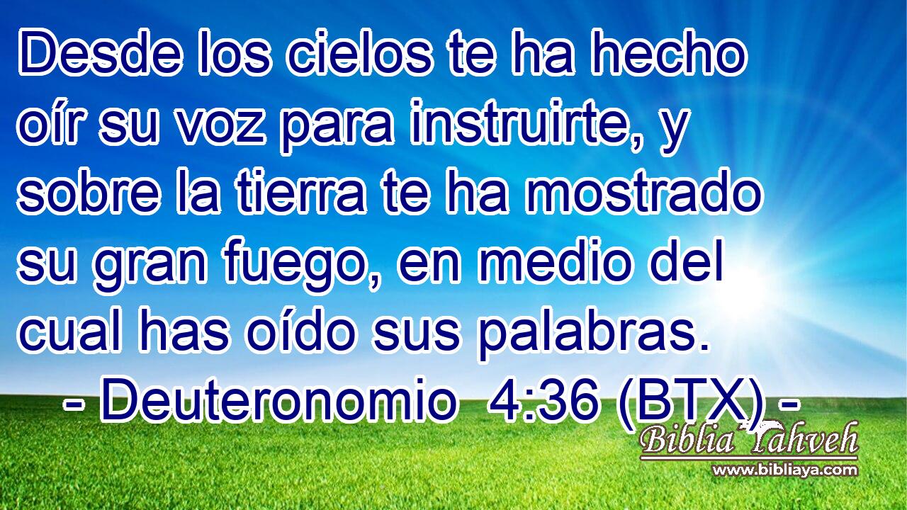 Desde los cielos te ha hecho oír su voz para instruirte, y sobre la tierra te ha mostrado su gran fuego, en medio del cual has oído sus palabras.