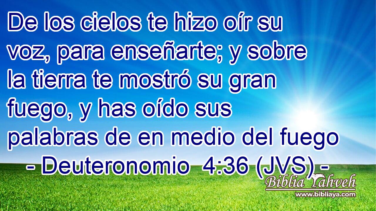 De los cielos te hizo oír su voz, para enseñarte; y sobre la tierra te mostró su gran fuego, y has oído sus palabras de en medio del fuego
