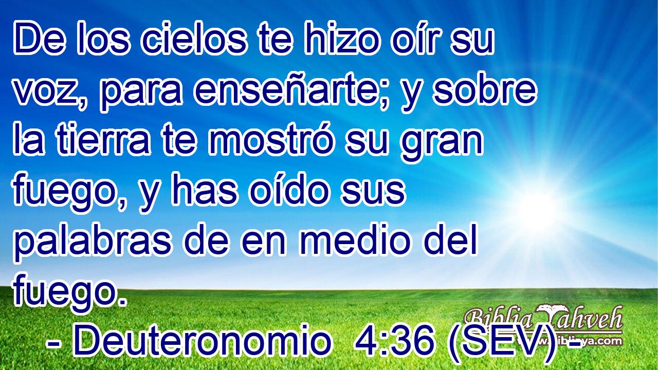 De los cielos te hizo oír su voz, para enseñarte; y sobre la tierra te mostró su gran fuego, y has oído sus palabras de en medio del fuego.