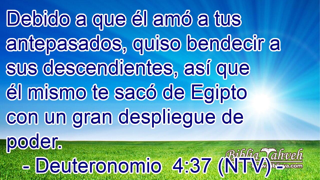 Debido a que él amó a tus antepasados, quiso bendecir a sus descendientes, así que él mismo te sacó de Egipto con un gran despliegue de poder.