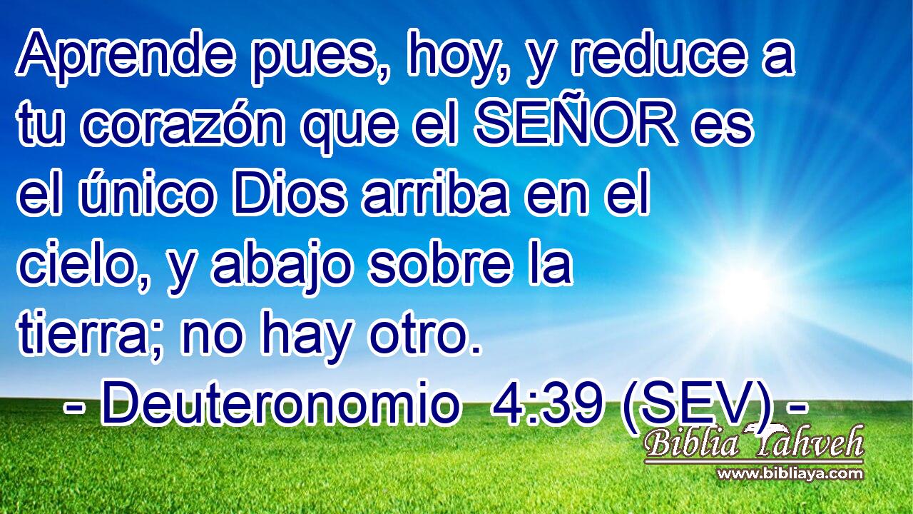 Aprende pues, hoy, y reduce a tu corazón que el SEÑOR es el único Dios arriba en el cielo, y abajo sobre la tierra; no hay otro.