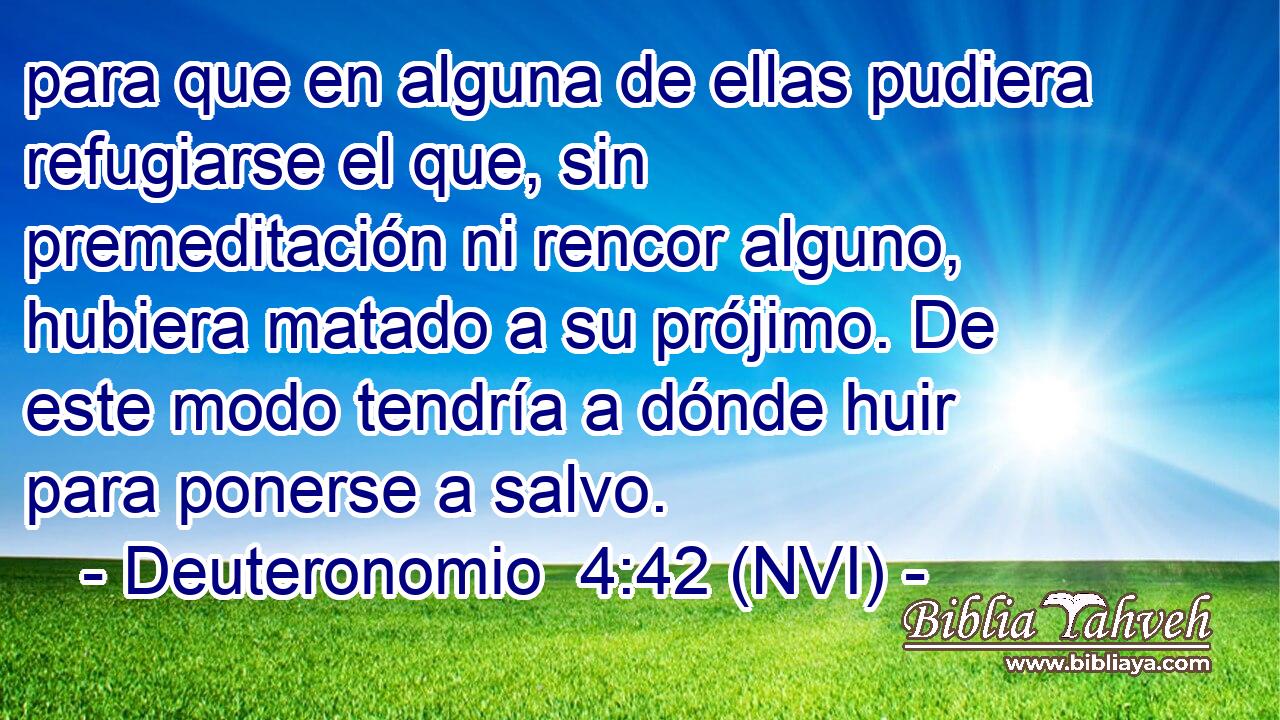  para que en alguna de ellas pudiera refugiarse el que, sin premeditación ni rencor alguno, hubiera matado a su prójimo. De este modo tendría a dónde huir para ponerse a salvo. 