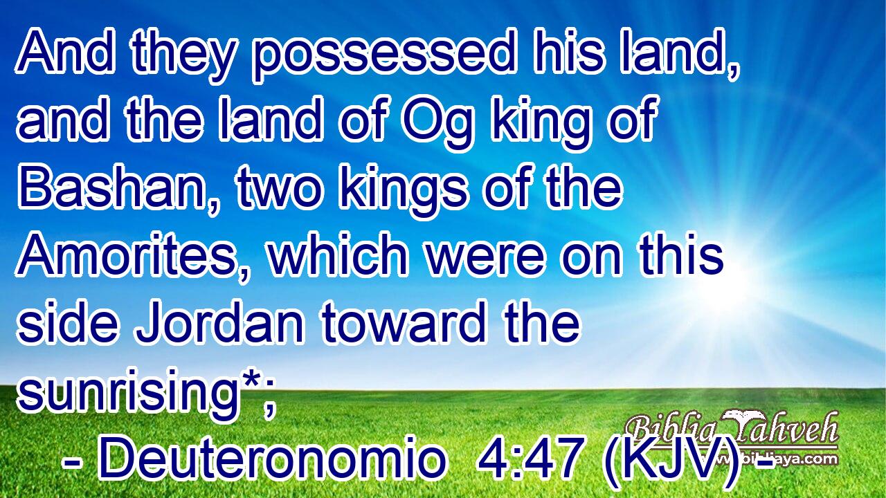 And they possessed his land, and the land of Og king of Bashan, two kings of the Amorites, which were on this side Jordan toward the sunrising*;