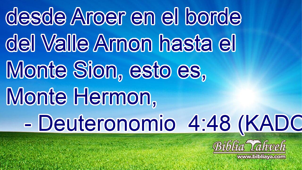  desde Aroer en el borde del Valle Arnon hasta el Monte Sion, esto es, Monte Hermon, 