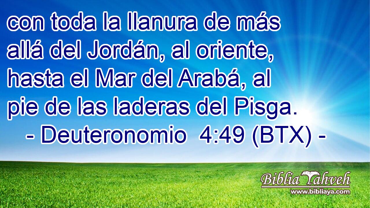 con toda la llanura de más allá del Jordán, al oriente, hasta el Mar del Arabá, al pie de las laderas del Pisga.