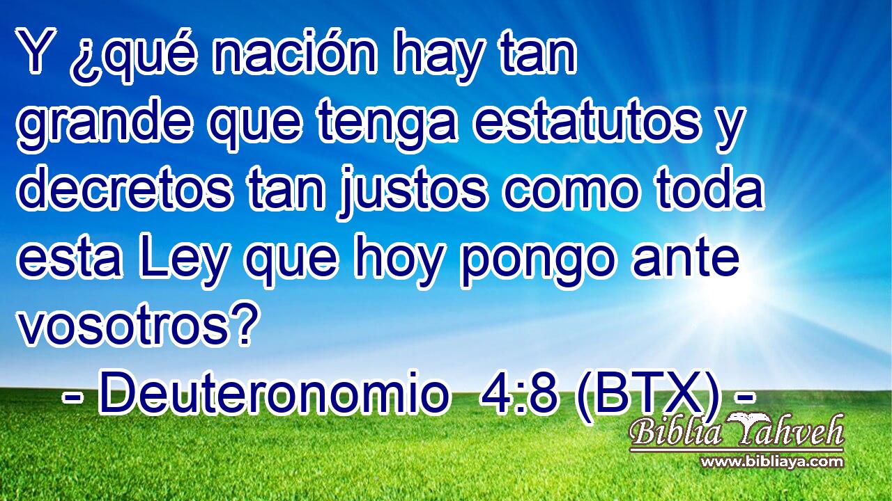 Y ¿qué nación hay tan grande que tenga estatutos y decretos tan justos como toda esta Ley que hoy pongo ante vosotros?