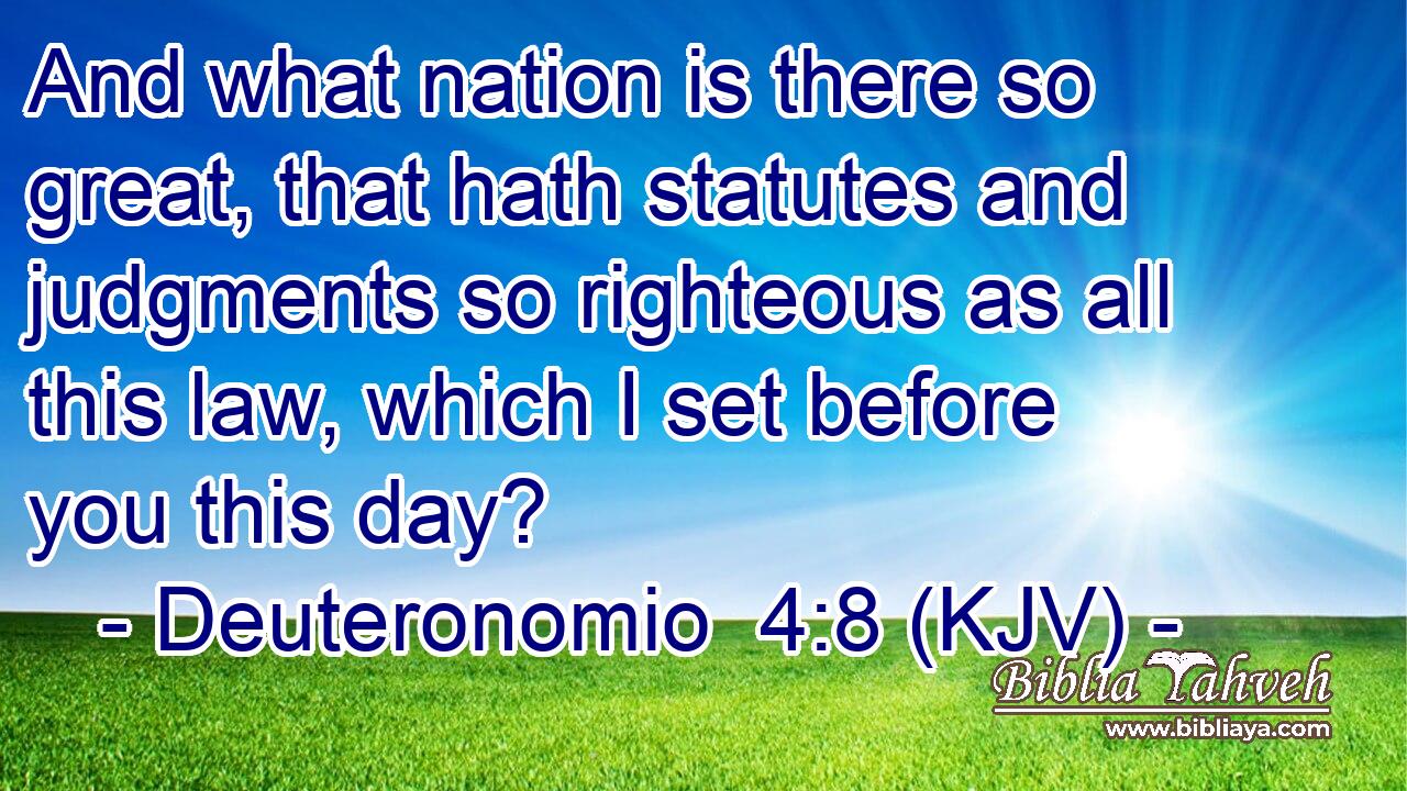And what nation is there so great, that hath statutes and judgments so righteous as all this law, which I set before you this day?