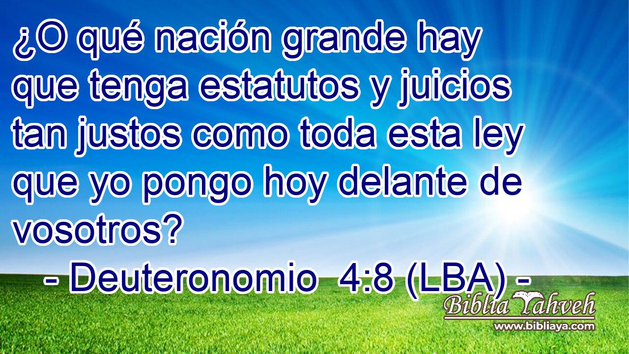 ¿O qué nación grande hay que tenga estatutos y juicios tan justos como toda esta ley que yo pongo hoy delante de vosotros?